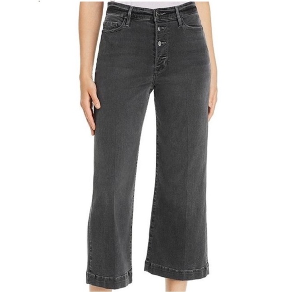 Frame Denim Ali Wide Leg Jeans High Rise Noise Charcoal Gray Exposed Buttons 28 - Picture 4 of 10